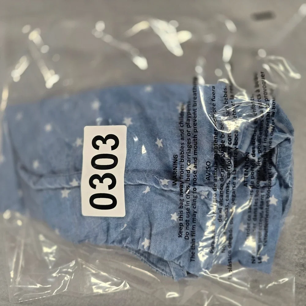 OshKosh Bgosh Girls Blue Star Print Chambray Ruffle Camisole Tank Top Size 6/6X